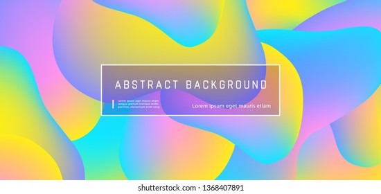 Abstract background with expressive rainbow yellow, pink, blue motion liquid shapes composition. Gradient fluid abstract background template, vector illustration.