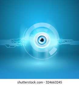 Abstract background with eye and circuit. EPS10 vector.