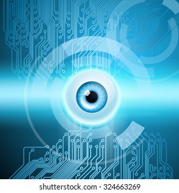 Abstract background with eye and circuit. EPS10 vector.