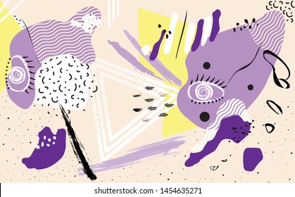  Abstract Background with Eyes. Hand Drawn Pattern. Vector illustration