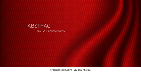 Fondo abstracto, ondas de tela o líneas onduladas, seda roja o textiles para el fondo. Elegante fondo rojo o tapicería oscura.	