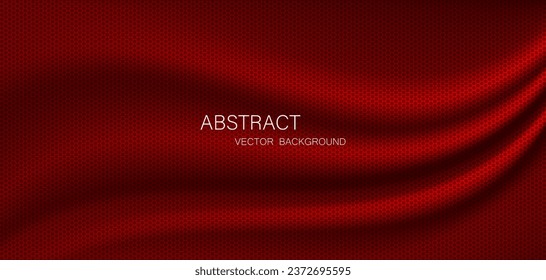Fondo abstracto, ondas de tela o líneas onduladas, seda roja o textiles para el fondo. Elegante fondo rojo o tapicería oscura.	