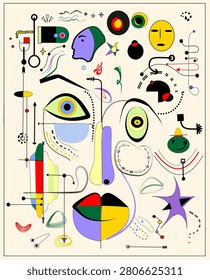 Abstract   background , face, expressionism art style