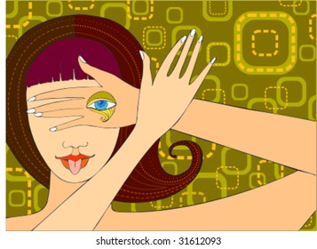Abstract background with the face of the girl