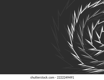 Abstract background with faded gradient spiral spikes pattern and with some copy space area