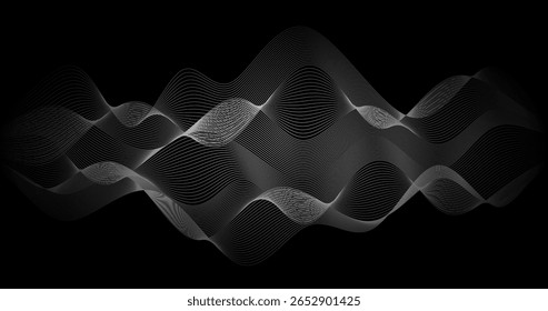 Fundo abstrato com ondas caóticas desvanecentes de partículas Ilustração vetorial Projeto geográfico