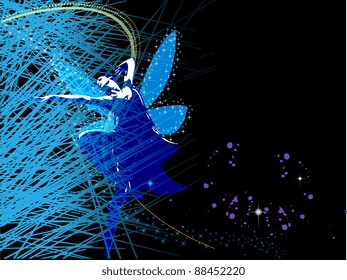 Abstract background with fairy  who dances in the stars