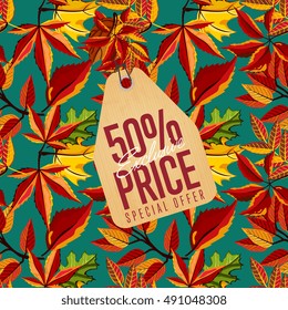 Abstract background with fall autumn leaves vector illustration
