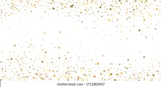 Abstract background of falling christmas golden stars. Vector illustration.