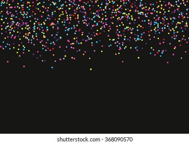 Abstract background with falling circle and square shaped confetti