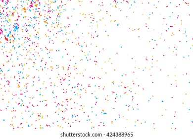 Abstract background with falling confetti. Many round random tiny glitter pieces. 