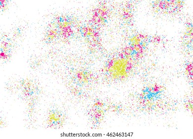 Abstract background with falling confetti. Many round random tiny glitter pieces. 