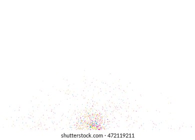 Abstract background with falling confetti. Many round random tiny glitter pieces. 