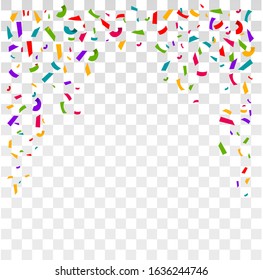 Abstract background with falling confetti pieces. Vector Illustration on Transparent Background.