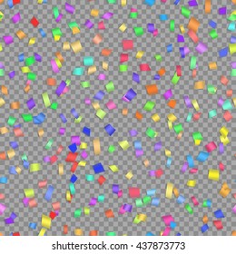 Abstract background with falling confetti pieces.