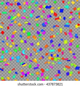 Abstract background with falling confetti pieces.