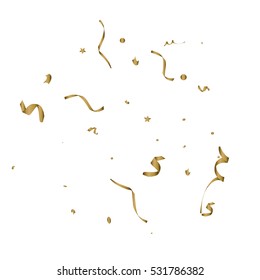 Abstract background with falling golden tiny confetti pieces. Vector Illustration.