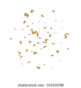 Abstract background with falling golden tiny confetti pieces. Vector Illustration.