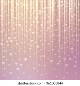 Abstract background with falling hearts