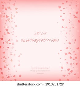 Abstract background with falling hearts for greeting banner, postcard, poster, for creative design. Simple style.