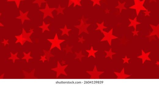 Abstract background of falling red stars on red paper. Glitter pattern for Christmas and New Year card, invitation for dinner, paper packaging. Vector illustration.