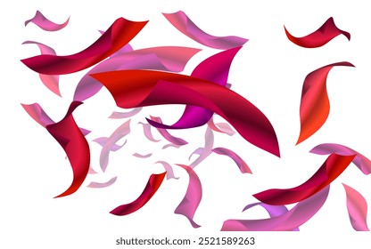 abstract background of falling sheets of paper with red gradient on white background