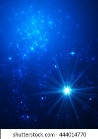 Abstract Background with Falling Star and Twinkling Trail. Vector Illustration