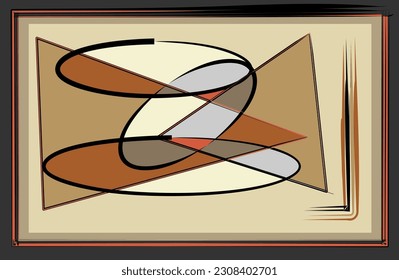 Abstract   background ,fancy  geometric and curved shapes , white  brown  gray, expressionism art style