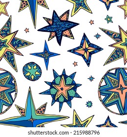 Abstract background, fantasy starry sky. Seamless  square pattern.