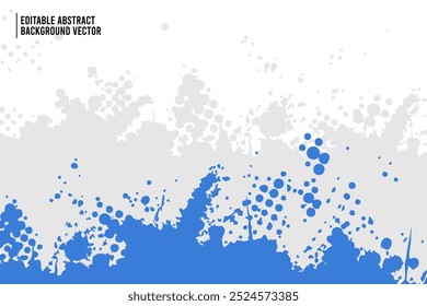 fundo abstrato apresenta uma composição dinâmica de pontos azuis e respinga contra um fundo branco. 