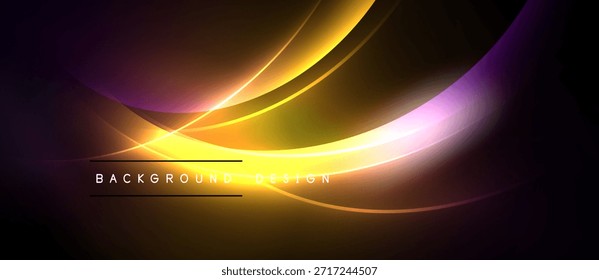 El fondo Abstractas presenta curvas fluidas, colores vibrantes. Los tonos dorados, púrpuras y naranjas crean un efecto visual dinámico. El texto lee el diseño de fondo.