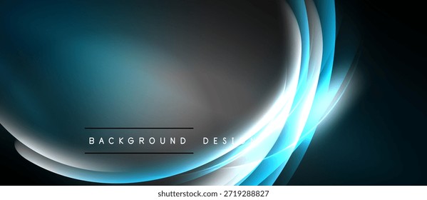 Abstrakter Hintergrund mit fließenden Kurven, lebhaftem Blues, Grau. Modernes Design ruft Energie, Bewegung, Eleganz hervor. Minimalistische Ästhetik.