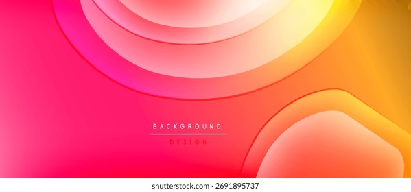 Abstract background features flowing shapes, vibrant gradients. Warm colors dominate, creating modern visual effect. Design suggests energy, movement.