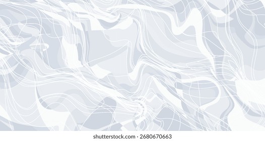 Fundo abstrato apresenta linhas brancas fluindo e formas cinza suave, criando um design sereno e moderno perfeito para aplicações digitais ou projetos gráficos sofisticados
