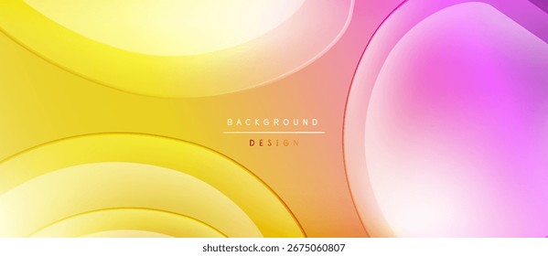 El fondo Abstractas presenta círculos en capas, Gradientes. Amarillos, naranjas, rosas se mezclan suavemente creando un efecto visual moderno. El texto lee el diseño de fondo.