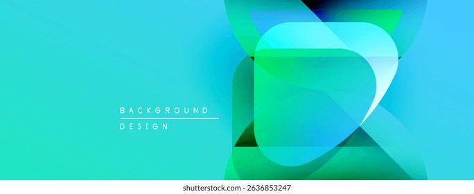 Abstract background features layered shapes, vibrant turquoise hues, smooth gradients. Modern design element for digital projects.