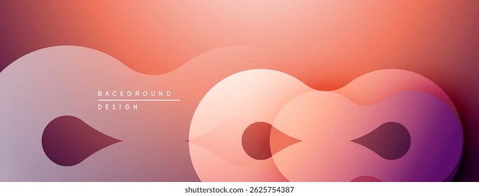 Abstract background features overlapping circles. Gradient colors range from pink to purple, creating modern design. Minimalist aesthetic.