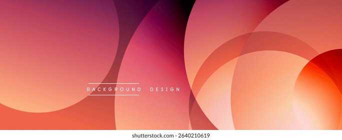 Abstract background features overlapping circles, gradients. Warm colors dominate design, creating modern aesthetic. Smooth transitions visible.