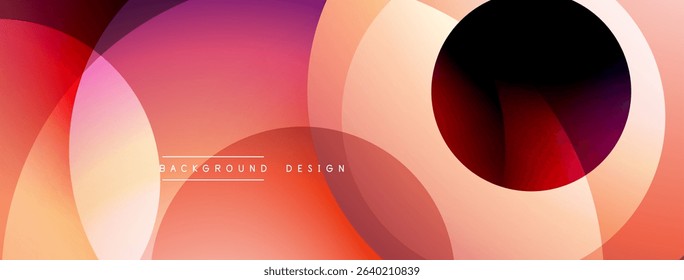 Abstract background features overlapping circles. Gradient colors range from orange, pink, to dark maroon. Modern design element.