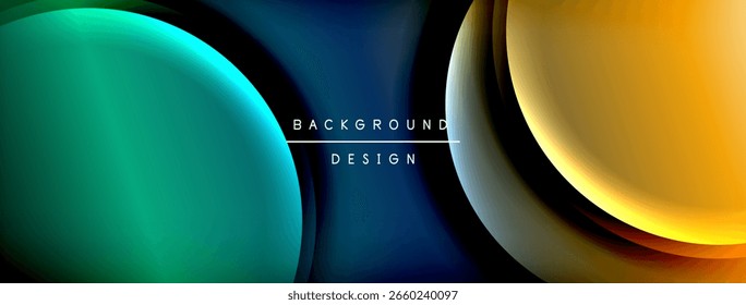 El fondo Abstractas presenta círculos coloridos superpuestos. Los tonos azules, azules y naranjas se mezclan en el espacio oscuro. Elemento de diseño moderno.
