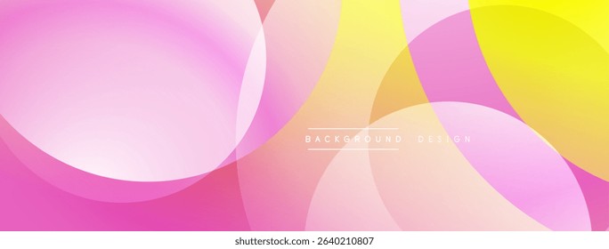 Abstract background features overlapping pink, yellow circles. Gradient colors create soft, modern visual effect. Simple text reads background design.