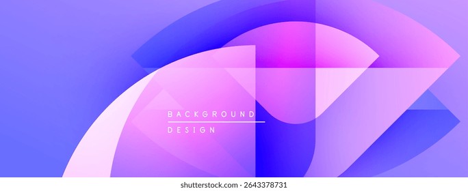 Abstract background features overlapping rounded shapes. Gradient colorspurple, pink, bluecreate dynamic visual effect. Text reads background design.