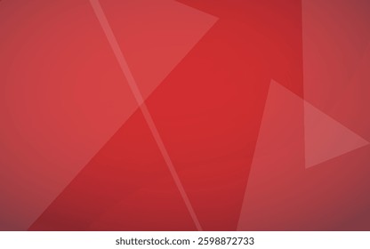 Abstract background features red triangles with transparency and subtle gradients creating depth.