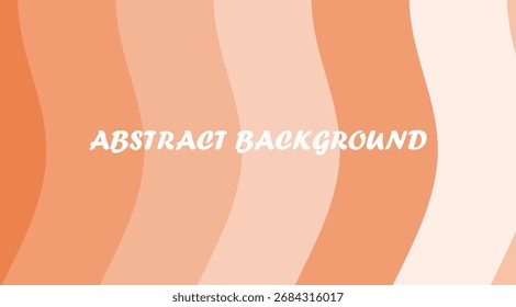 An abstract background features a series of vertical, wavy stripes in warm shades of orange. The colors range from a light peach to a richer coral or terracotta hue, creating a flowing, texture