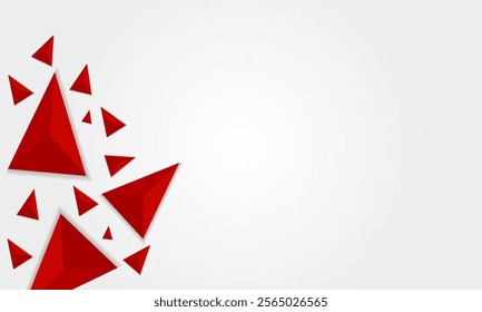 abstract background features sharp red triangular shapes arranged on a clean gradient background, depicting a modern creative design concept.