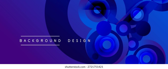 El fondo Abstractas presenta círculos azules vibrantes, Gradientes. Los Elementos de diseño modernos crean un impacto visual dinámico. El texto lee el diseño de fondo.