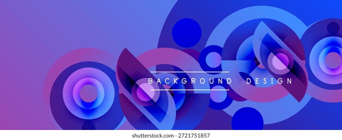 El fondo Abstractas presenta círculos azules y morados vibrantes. Los Elementos de diseño modernos crean un impacto visual dinámico. Los Gradientes suaves mejoran la profundidad.