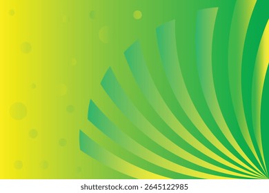 The abstract background features a vibrant gradient transition from yellow on the left to dark green on the right. The left side is decorated with delicate, circular designs of various sizes,