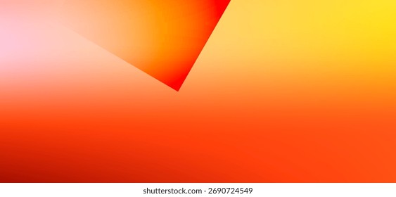 An abstract background features a vibrant gradient transitioning from warm yellows to intense oranges, with a sharp red geometric shape near the top adding a dynamic contrast to the smooth colors