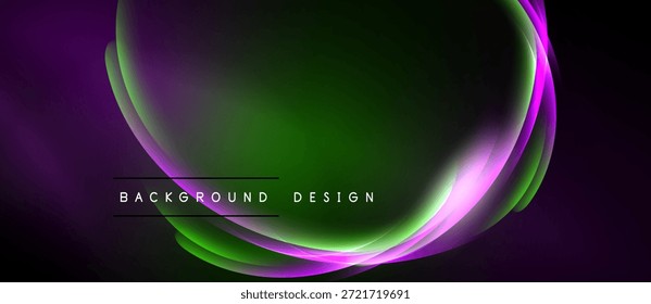 El fondo Abstractas presenta vibrantes tonos púrpuras y verdes. Las curvas suaves crean un efecto dinámico y fluido. El texto lee el diseño de fondo.